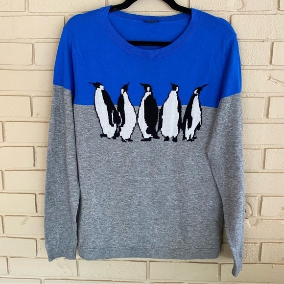 Talbots penguin Winter Holiday sweater wool blend size XL - Picture 2 of 8